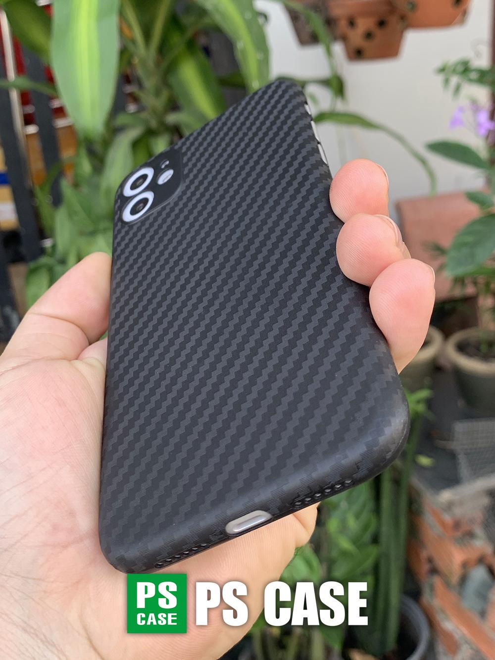 Ốp lưng siêu mỏng, vân carbon dành cho iPhone 11 - Màu đen - PS Case Phân Phối