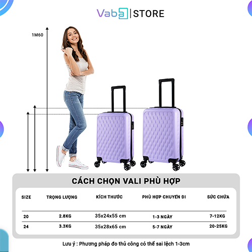 Vali kéo du lịch Vaba Sehnsucht vân lưới size 20