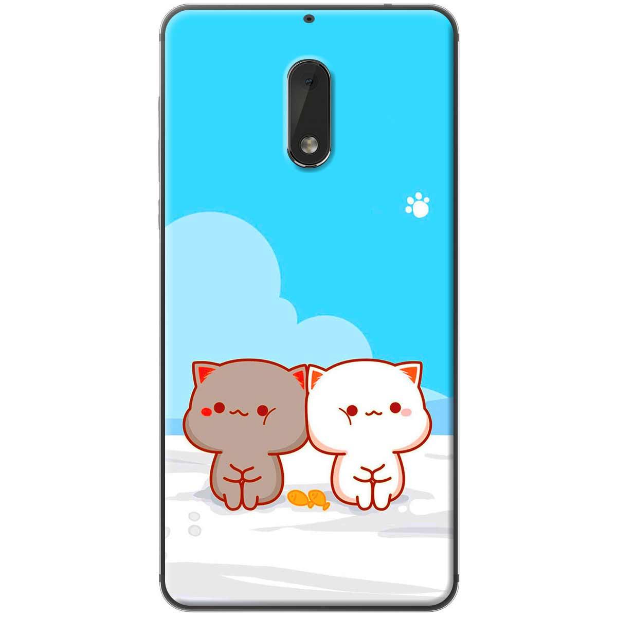 Ốp lưng Nokia 6 Mèo mập nền xanh