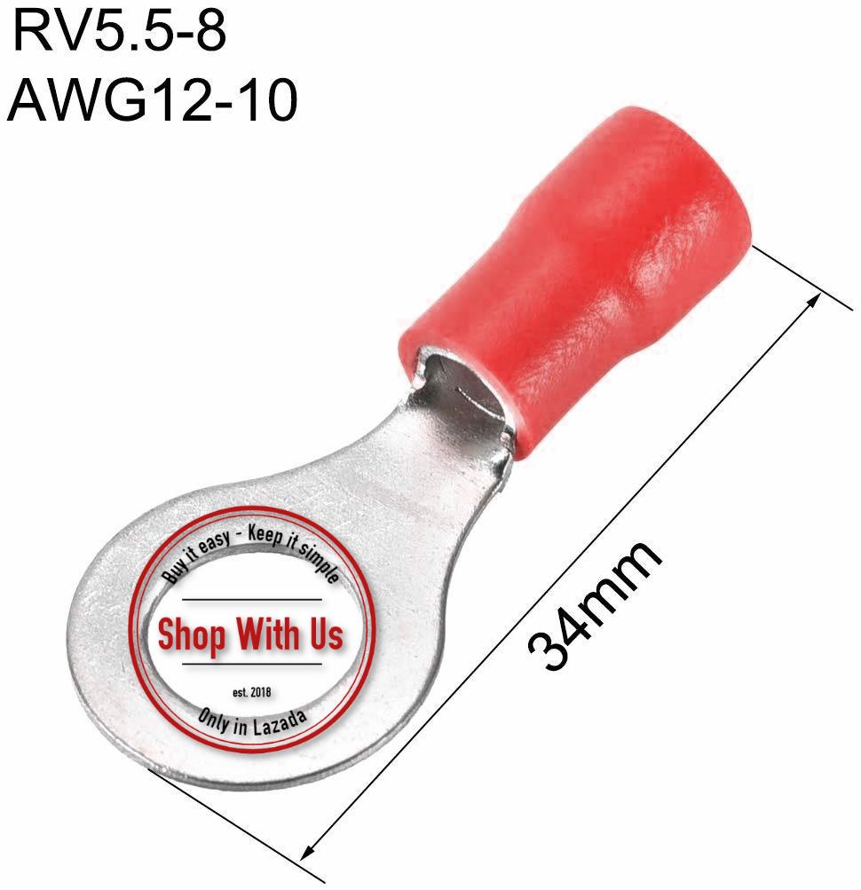 Đầu Cosse Tròn 5.5 lỗ 8 mm (100 Cái/Gói) - Đầu Cốt Tròn 5.5-8 mm (dùng cho dây 5.5mm vít 8mm) - Đầu cốt tròn