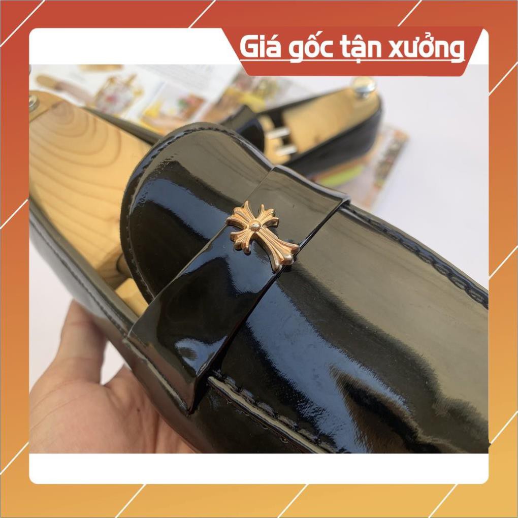 Giày lười da nam da bóng khóa vàng MS03
