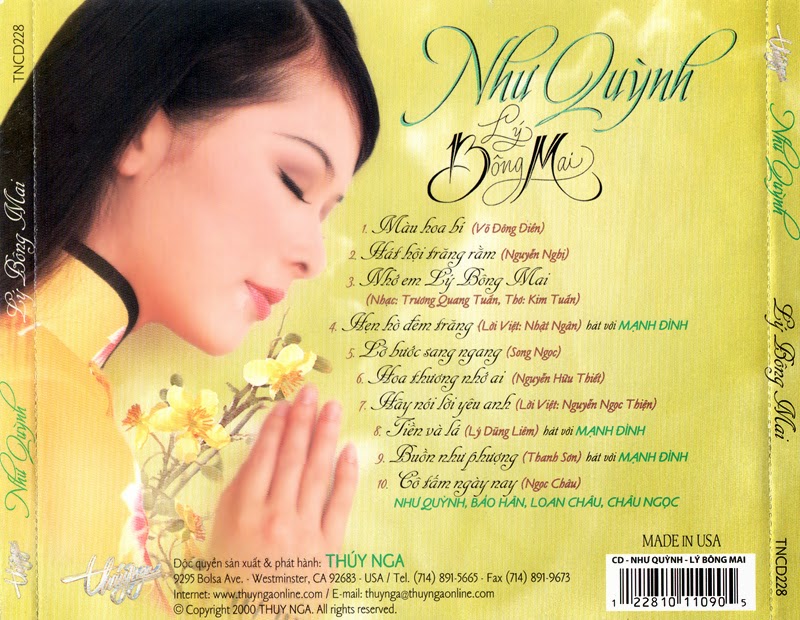 Đĩa cd lý bông mai - như quỳnh - đĩa cd nhạc vàng chất lượng cao