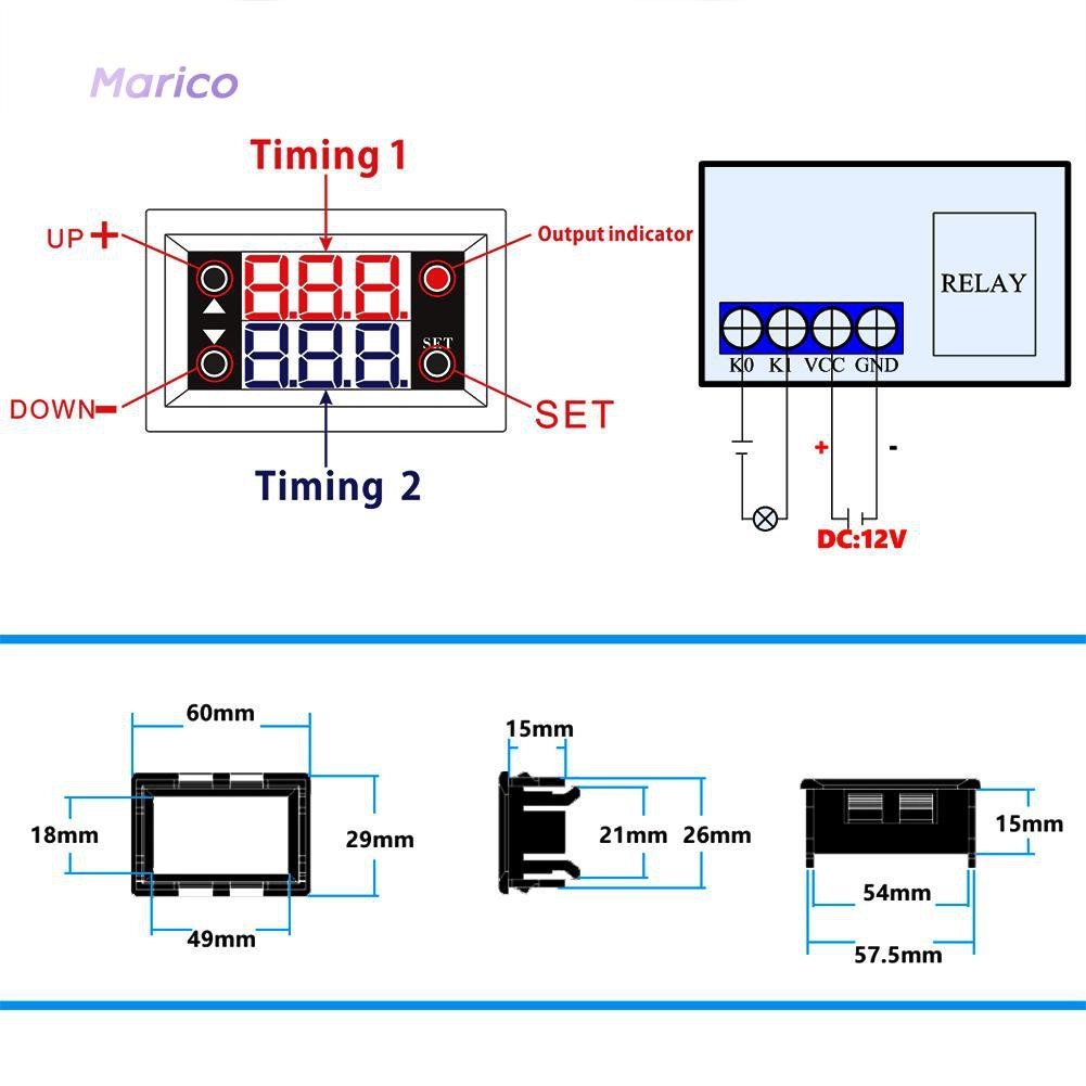Module hẹn giờ 12v Time ON Time OFF