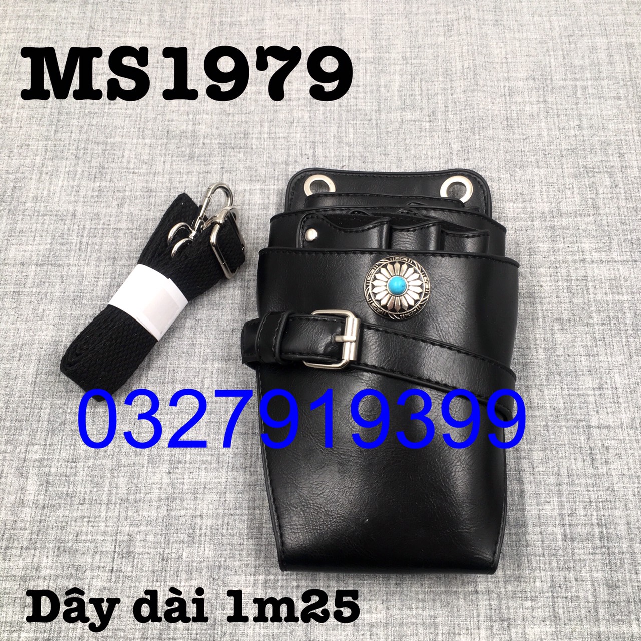 Túi Đeo Đựng Kéo Cắt Tóc MS1979 - Nhiều Ngăn, Khâu Thủ Công, Dây Dài 1m25, Thích Hợp Đeo Hông Hoặc Chéo - Túi Đeo Đa Năng Cho Thợ Làm Đẹp Tóc