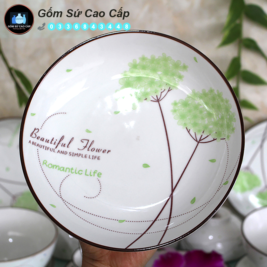 Bộ Bát Đĩa Bát Tràng [21 MÓN] - Bộ Bát đũa Cao Cấp [XUÂN XANH]