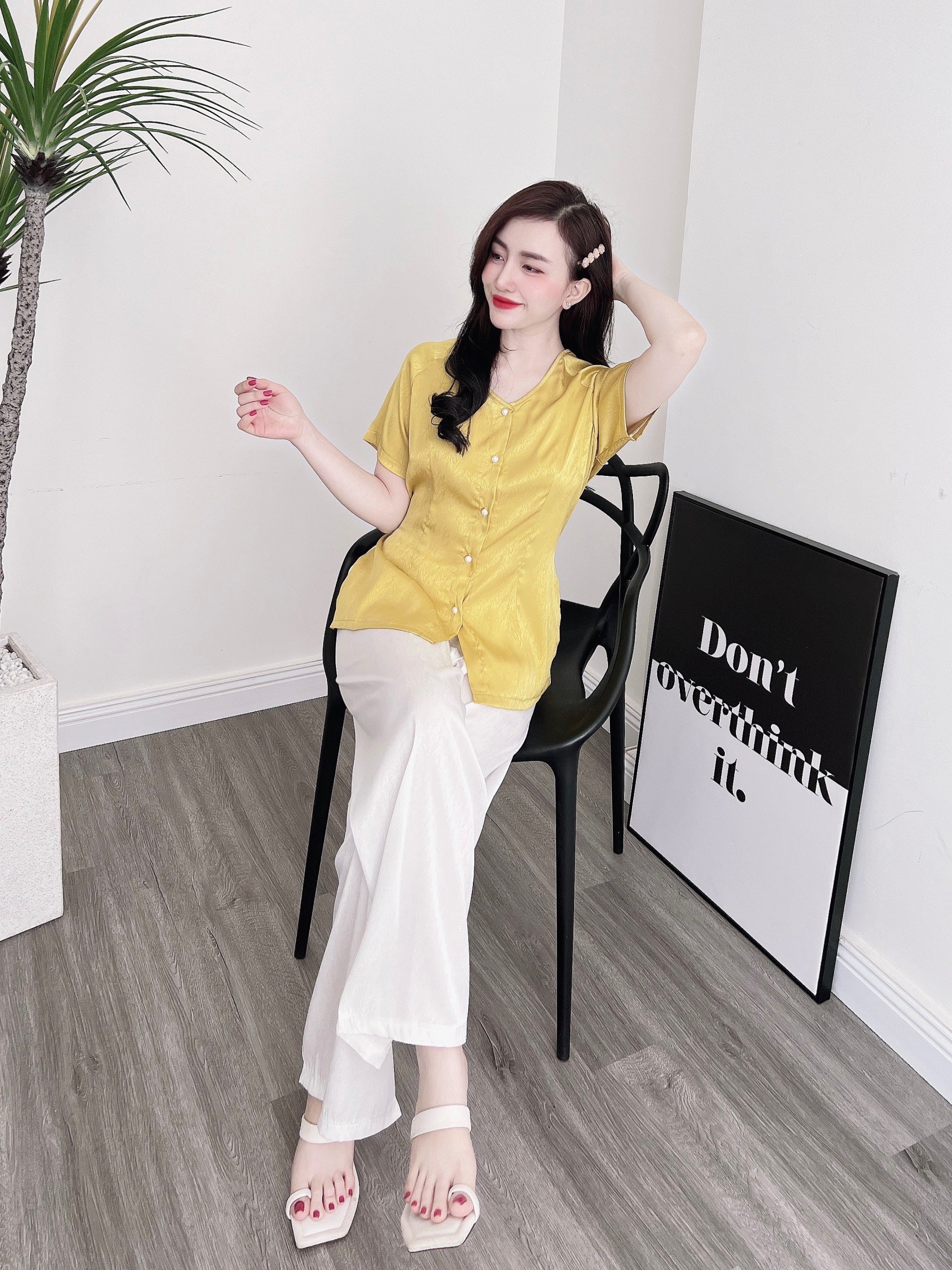 ÁO BÀ BA LỤA TRƠN CỔ TIM KÈM QUẦN