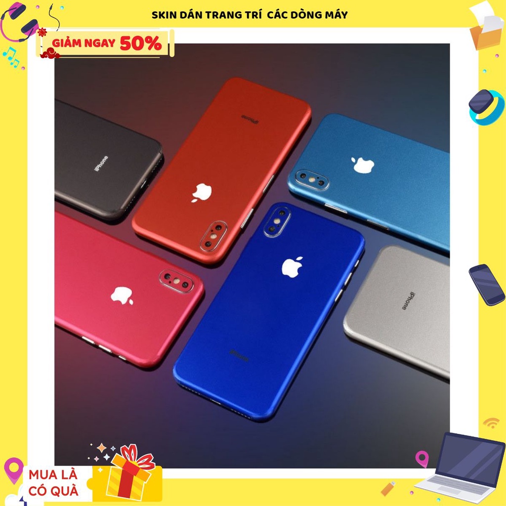 Miếng dán skin iphone x , xr , xs max full viền - đủ màu