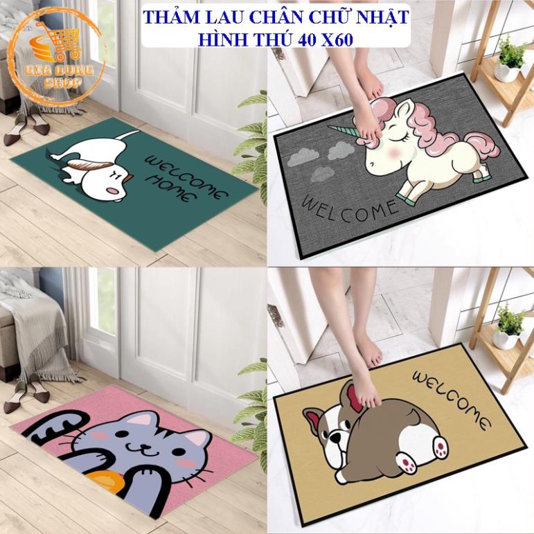 Thảm Lau Chân Hình Thú Cưng 3D Chống Trượt - Thảm Chùi Chân Chữ Nhật Kích Thước 40X60CM  - Thấm Hút Nước Nhiều Mẫu Đẹp