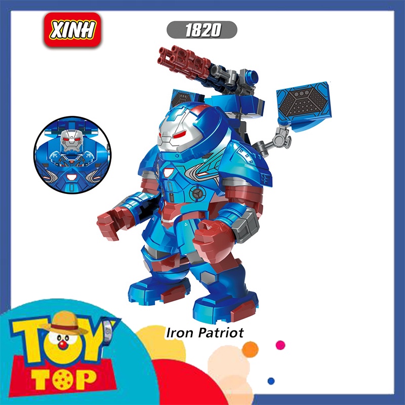 Đồ chơi lắp ráp Bigfig người sắt Iron Patriot kèm minifigure War Machine xếp hình Iron Man ghép X1820 Xinh