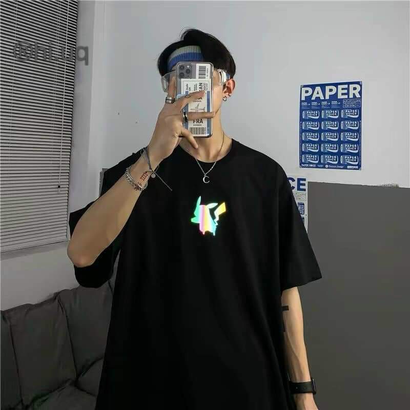 Áo thun TAY NGẮN phản quang 7 màu Pikachu (TAY LỠ IB)(CHỤP FLASH)