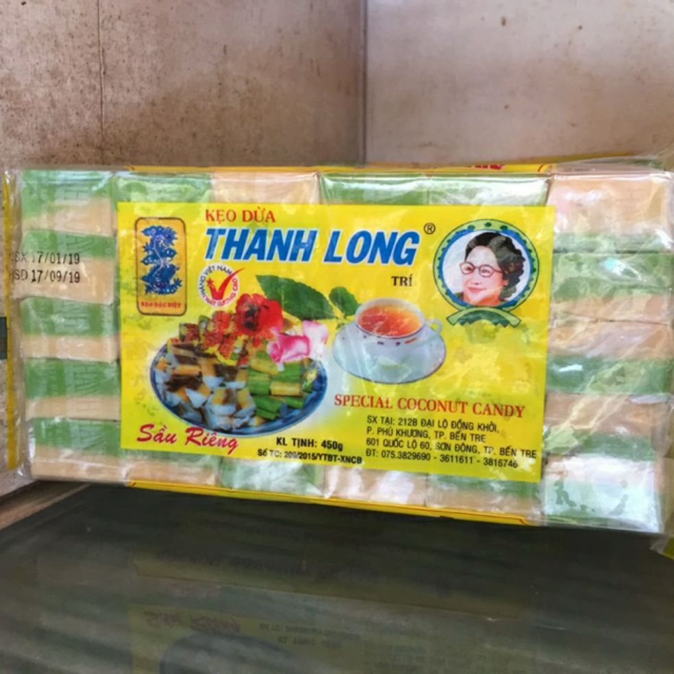 [HCM]Kẹo dừa sữa dứa sầu riêng Thanh Long 450gr DATE mới