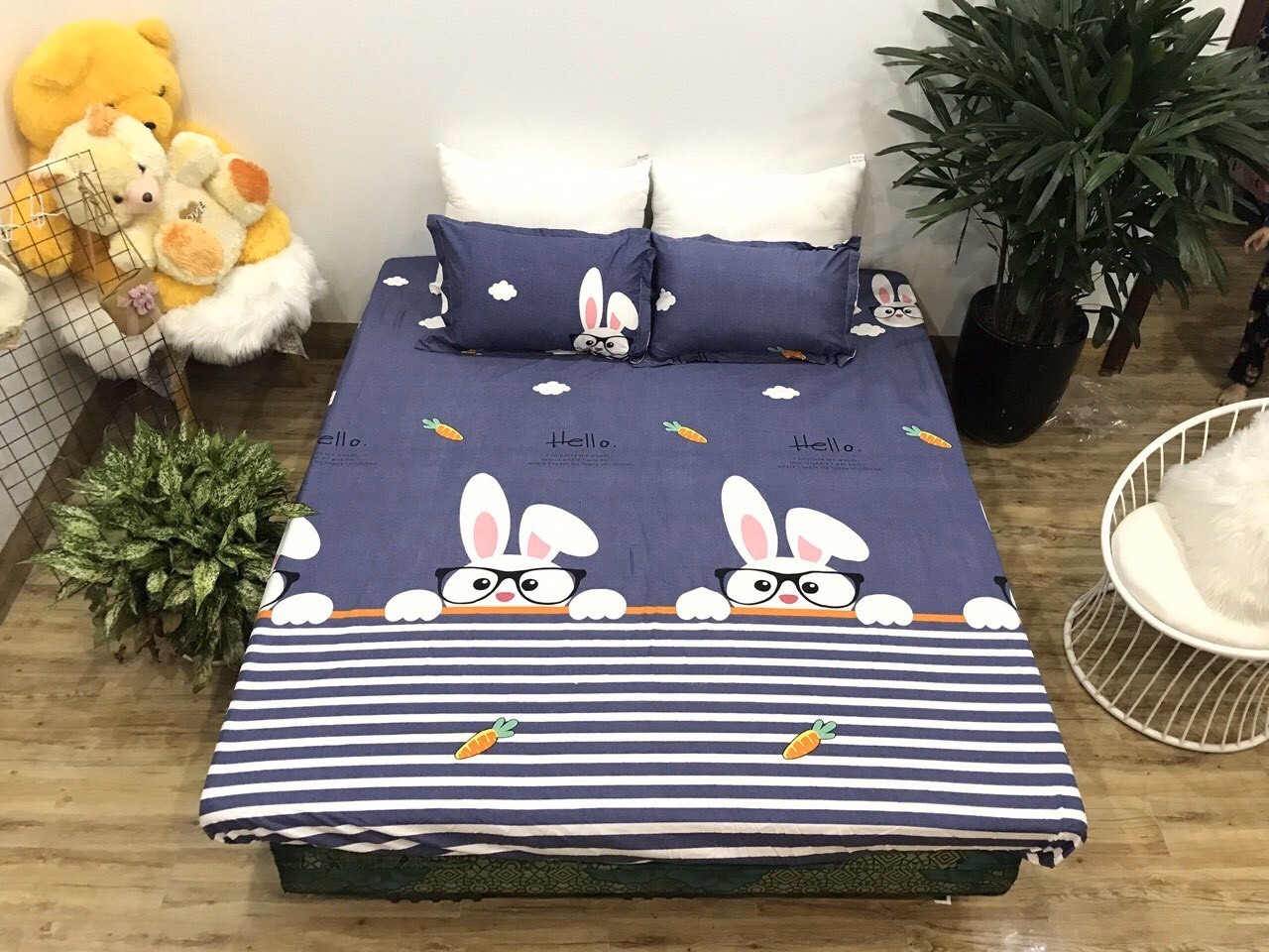 (FreeShip MAX) Set 3 Món Ga Gối Poly Cotton Mẫu Dâu Tây Hồng