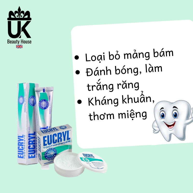 Kem Đánh Răng Làm Trắng Răng Hương Bạc Hà EUCRYL Tooth Paste Freshmint 50g