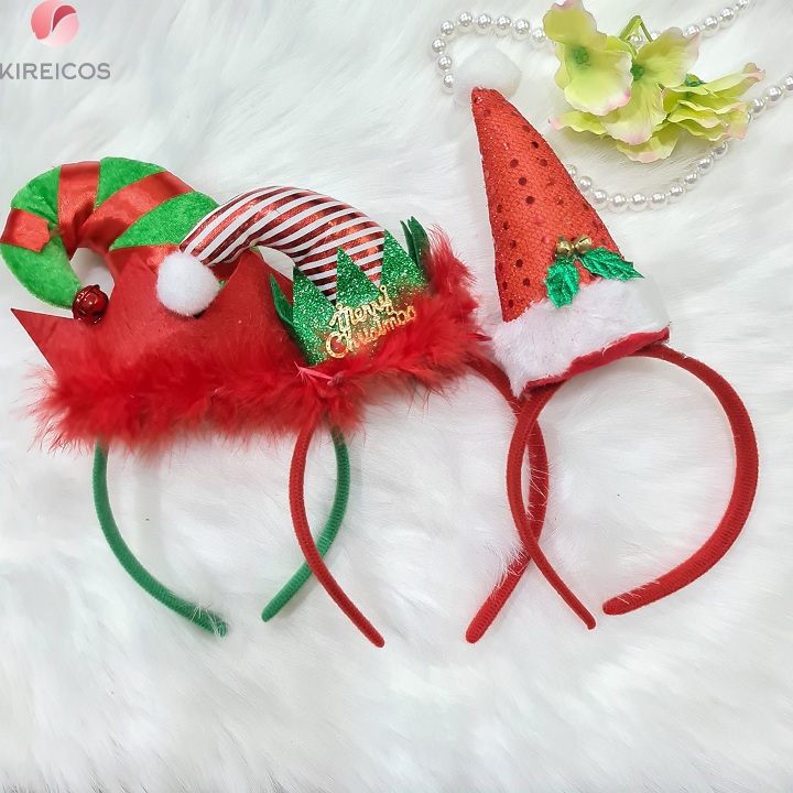 [HCM]Cài Noel Hình Nón Sọc Xanh Có Chuông