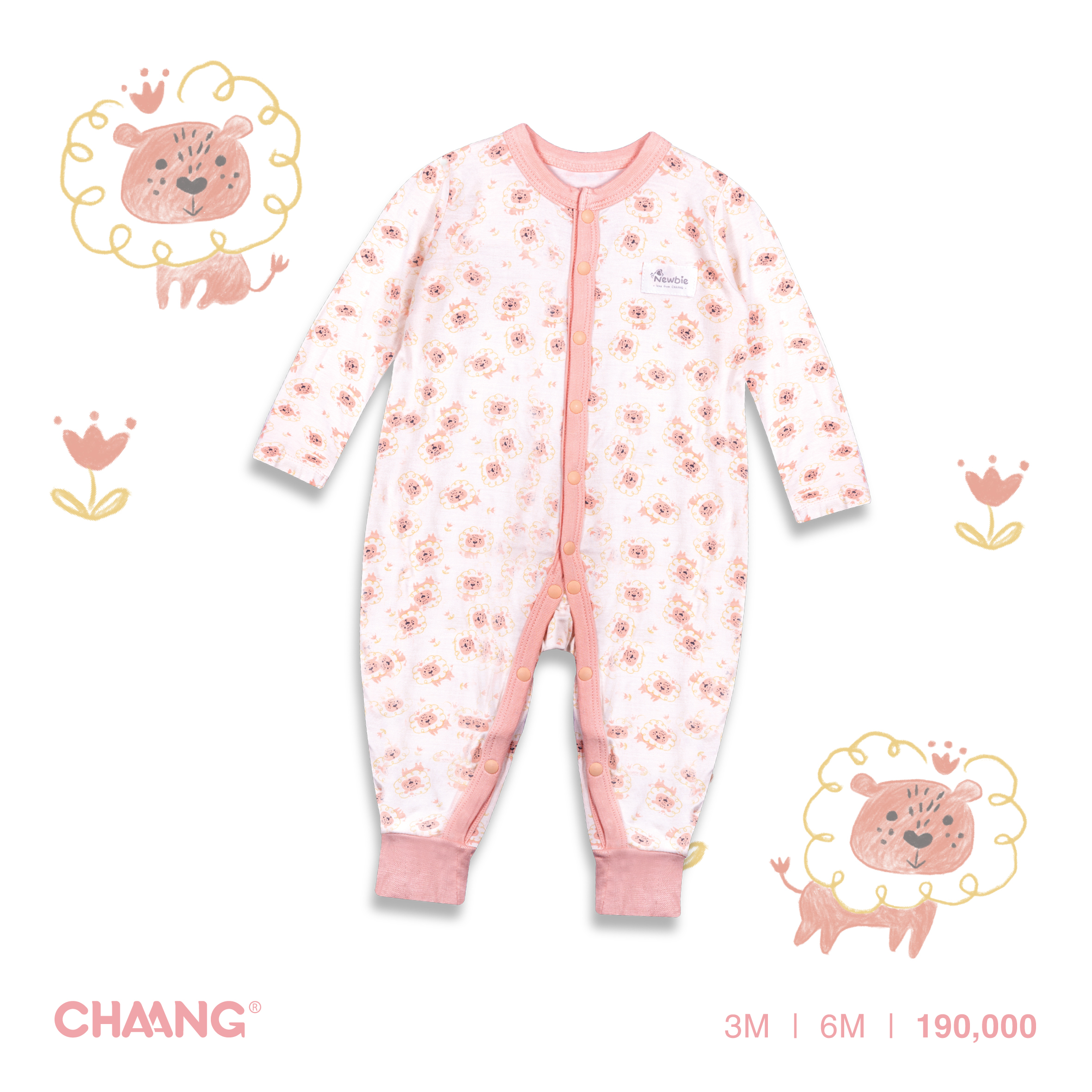 [CHAANG] Bộ body cúc giữa cho bé Tigger sư tử hồng Chaang