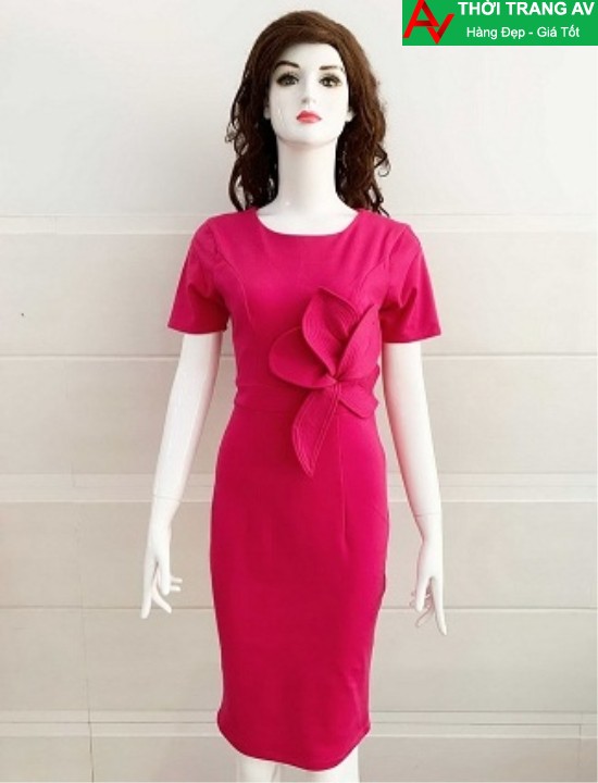AV6447 - Đầm ôm body đính hoa sen eo nổi bật