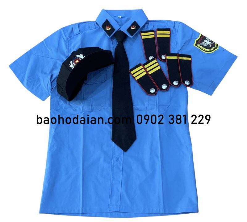 Áo đồng phục bảo vệ màu xanh dương - đủ size, đủ cấp bậc, đủ phụ kiện