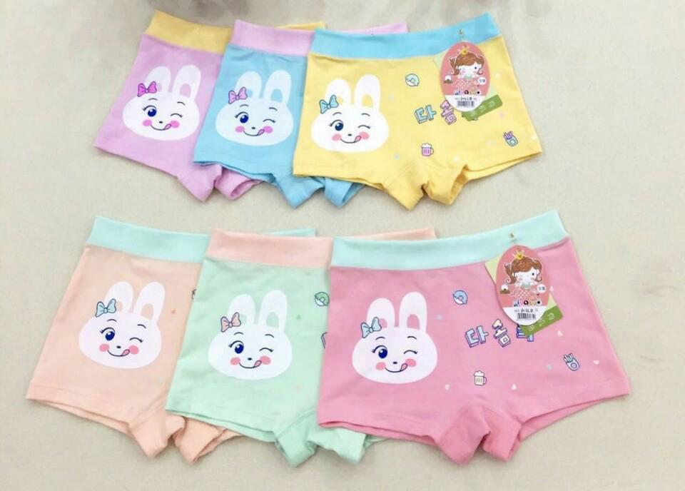-COMBO 5 QUẦN CHIP ĐÙI BÉ GÁI COTTON PHỐI LƯNG IN THỎ (đủ size từ 17 đến 28kg)
