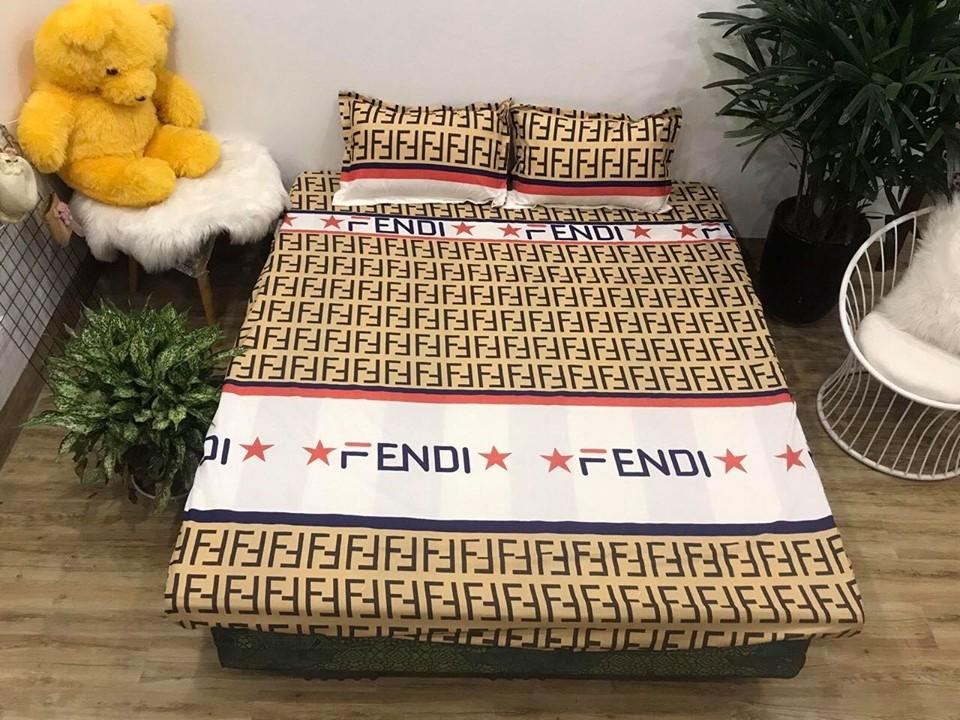 Bộ Chăn Ga Gối Cotton Poly Combo 5 Món - Fendi