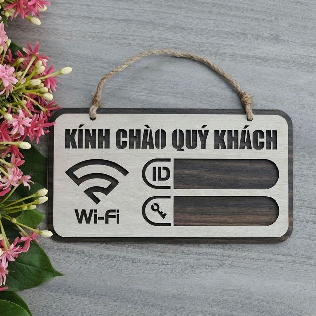 Bảng thông tin Wifi Bằng Gỗ Handmade Trang Trí Decor