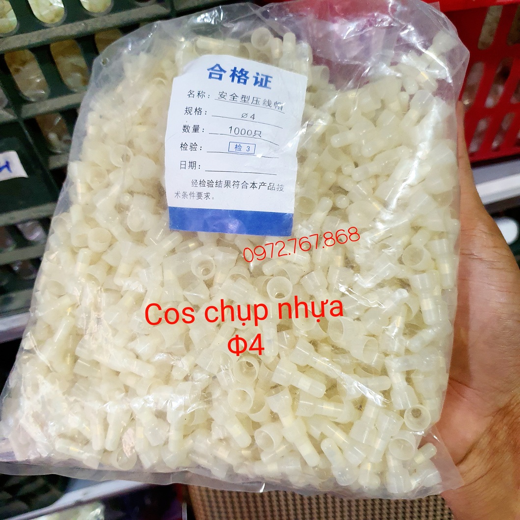 Gói 1000 cái đầu chụp cos nối dây điện phi 4 lõi đồng