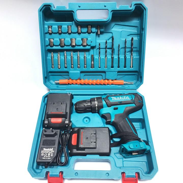 Máy khoan pin, Máy khoan bê tông dùng pin MAKITA 24V  2 pin TẶNG BỘ MŨI KHOAN