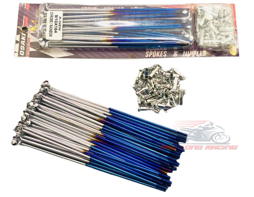 Bộ Căm OSAKI Xanh Trắng Titan 7 màu 17in  Size 149 157 184 gắn xe máy Sirius Exciter Winner Wave Dream Sonic