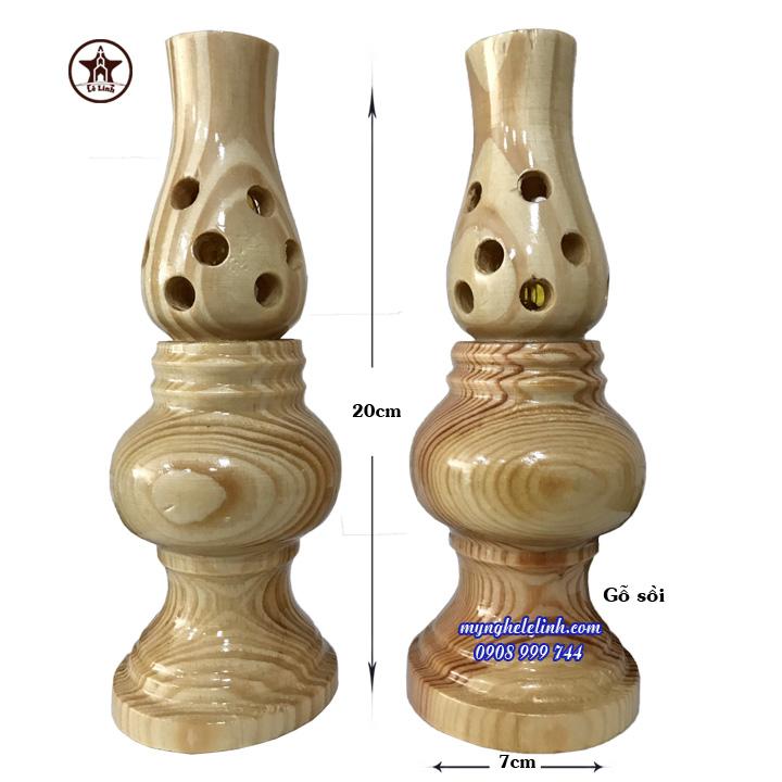 Cặp đèn thờ gỗ sồi cao 25cm