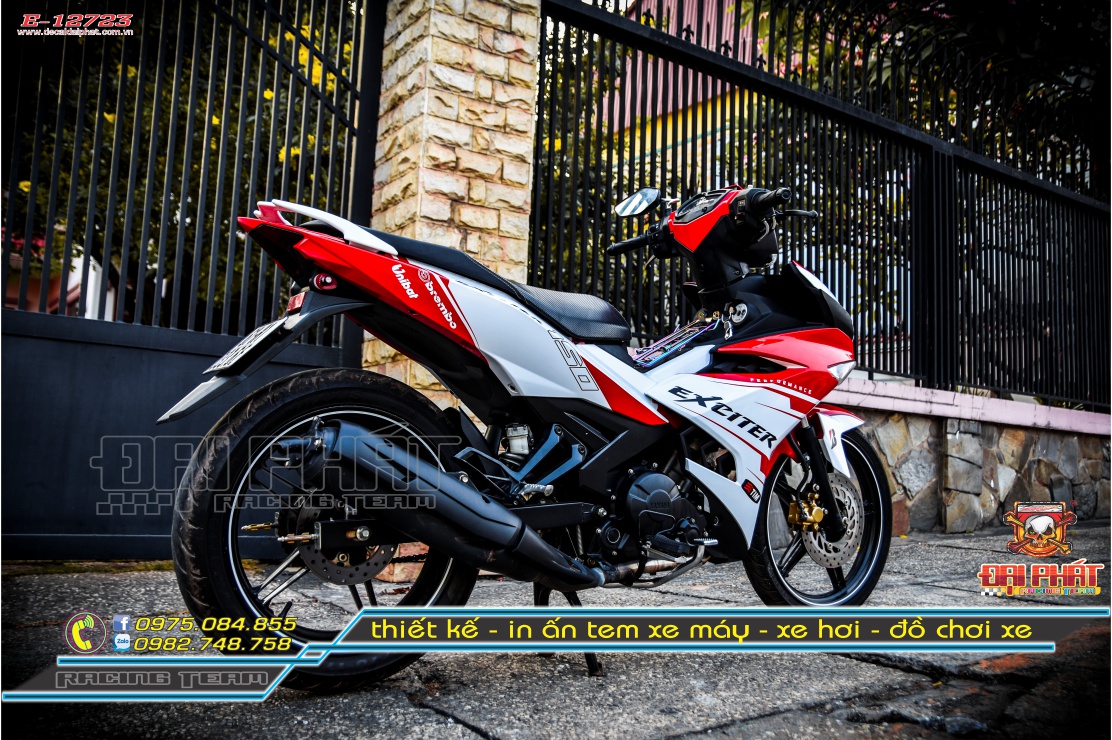 Tem Trùm Xe Exciter 150 Ducati Trắng Đỏ - E-12723