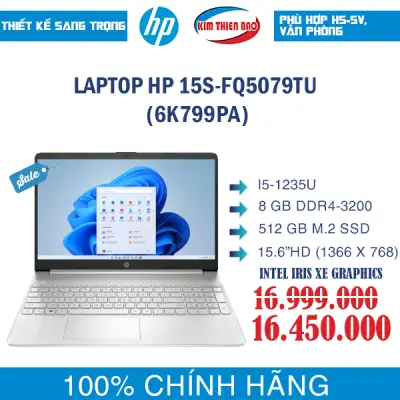 Máy tính Laptop HP i5-1235U/ 8GB/ 512GB/ máy tính quốc dân (6K799PA) (Chính hãng)