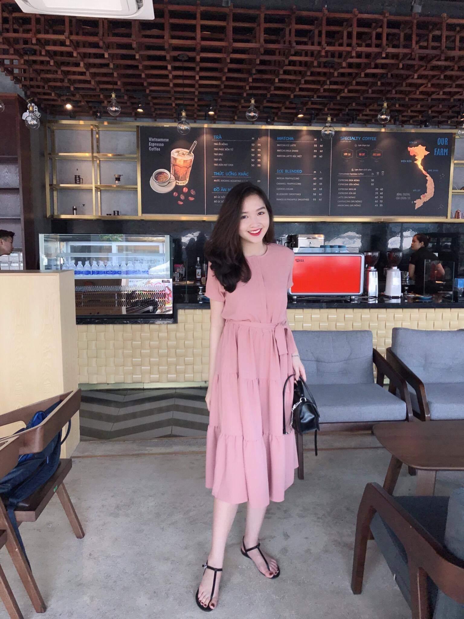 Đầm nữ dạng tầng cột nơ ở eo chất kate lụa 4 màu hồng đỏ vàng trắng