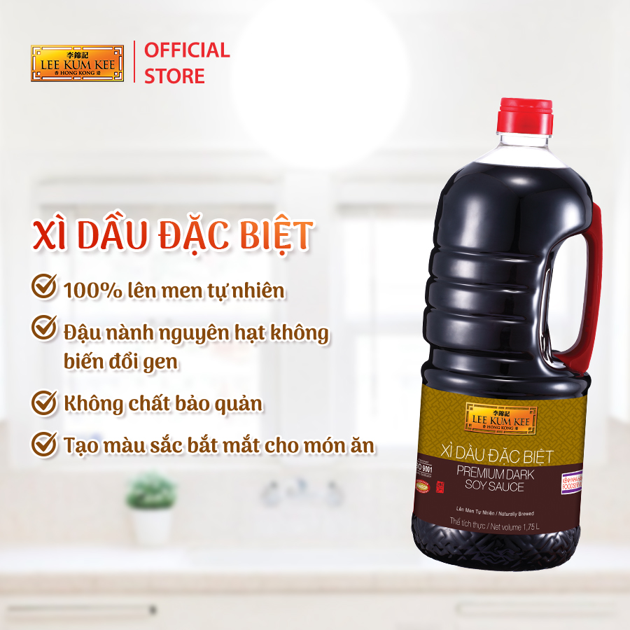 [Đơn 150K Tặng Gói Sốt] Xì dầu đặc biệt LEE KUM KEE PREMIUM DARK SOY SAUCE chai nhựa 1.75 lít