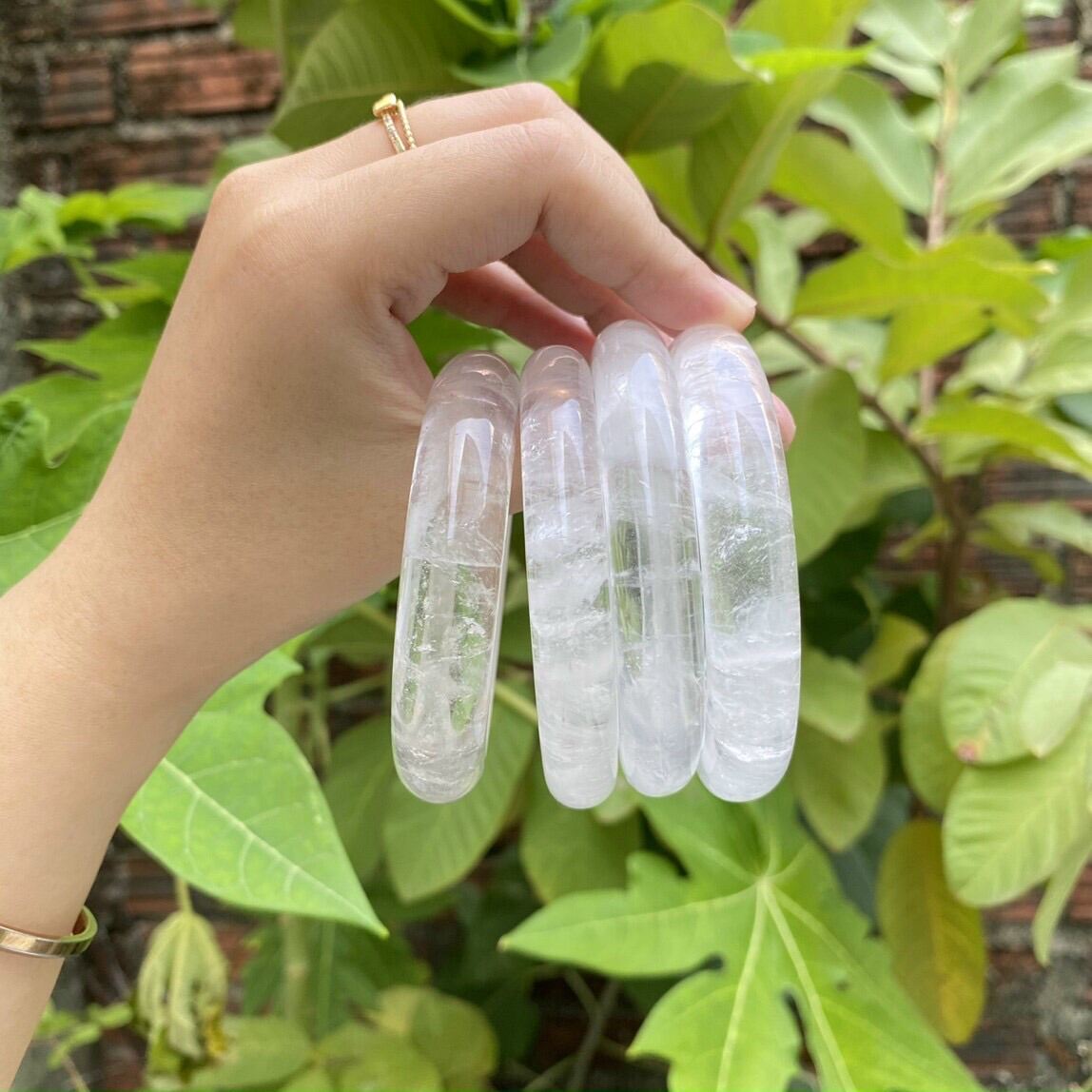 White quartz joint board bracelet with gemstone inspection paper