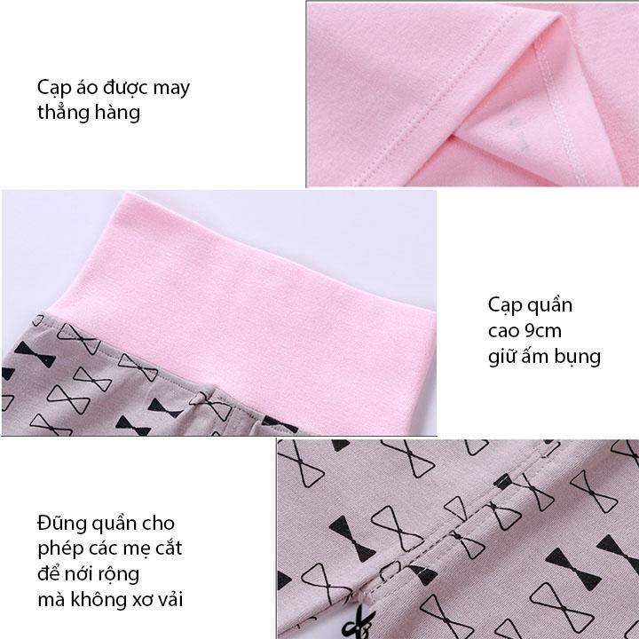 Bộ quần áo trẻ em cạp cao giữ ấm bụng