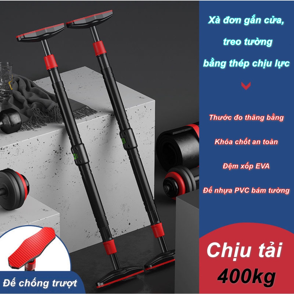 Xà đơn gắn cửa, treo tường bằng thép chịu lực có thước thủy đo cân bằng xà