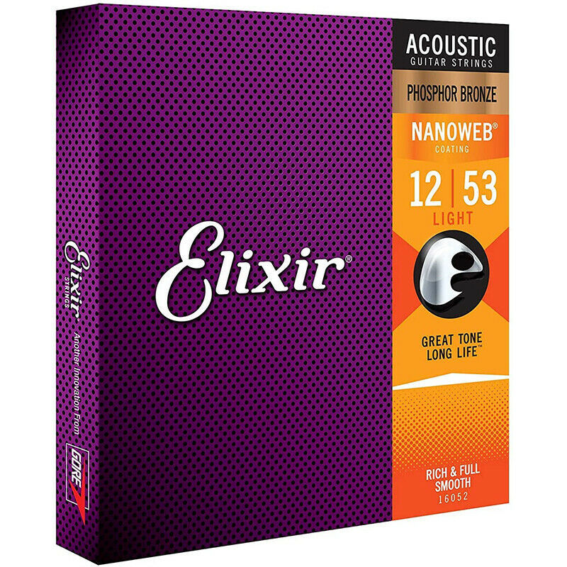 【Miễn phí vận chuyển】 Elixir Acoustic Guitar Strings Nanoweb Phosphor 16002 16027 16052 16077 16102