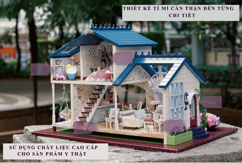 Mô hình nhà gỗ DIY biệt thự xứ sở hoa tím