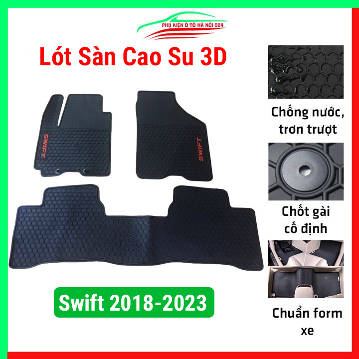 Thảm lót sàn ô tô cao su theo xe Suzuki Swift 2018-2023, thảm trải sàn xe hơi không mùi, chống trơn trượt, mài mòn tốt