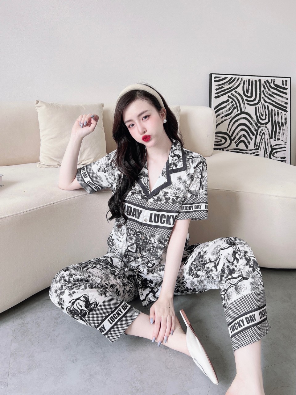 Bộ Pyjama lụa xước ánh kim cao cấp (free size: 45kg đến 65kg) HÀNG THIẾT KẾ MỚI.
