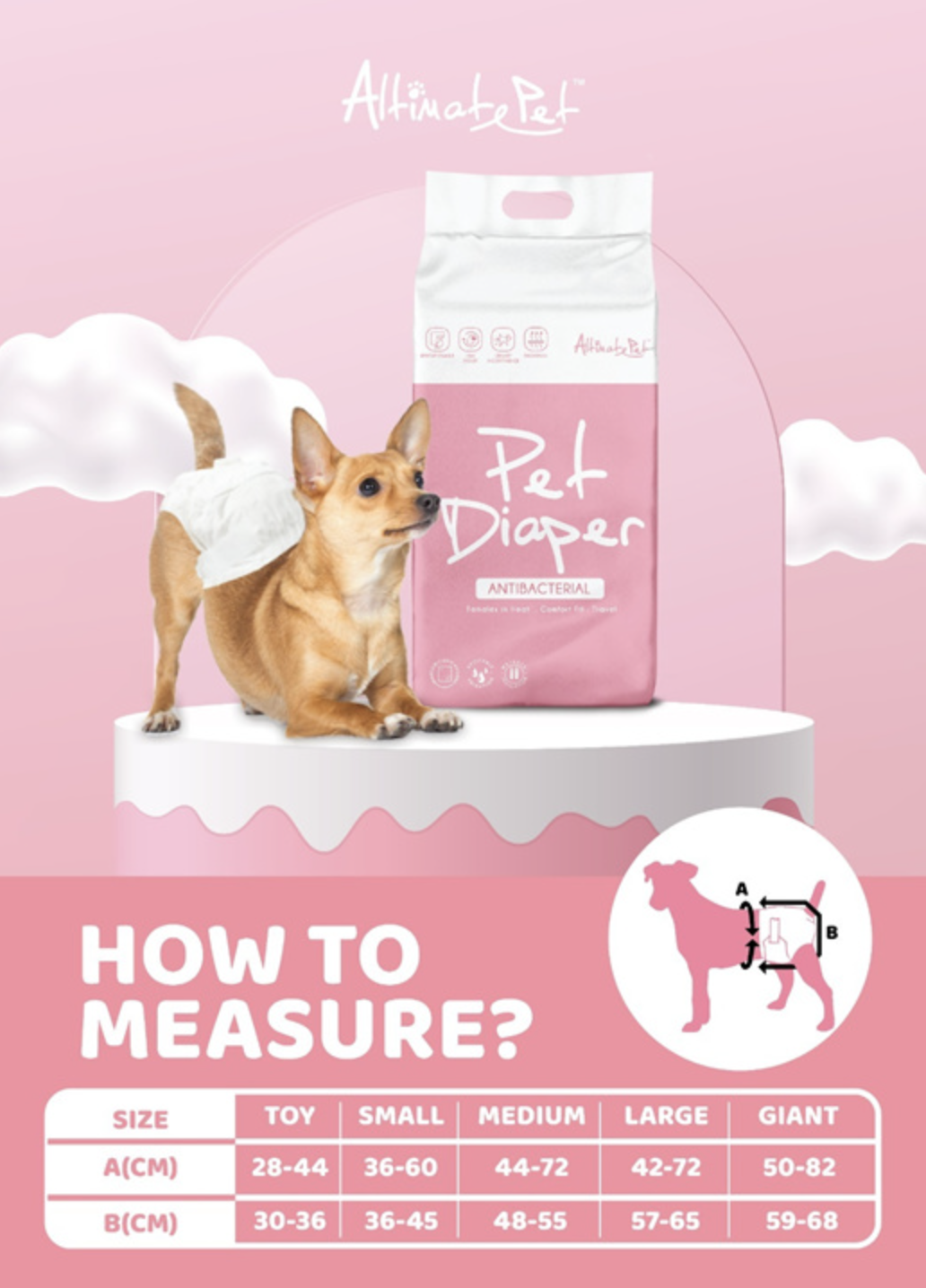 Tã quần Pet Diaper Antibacterial cho chó cái