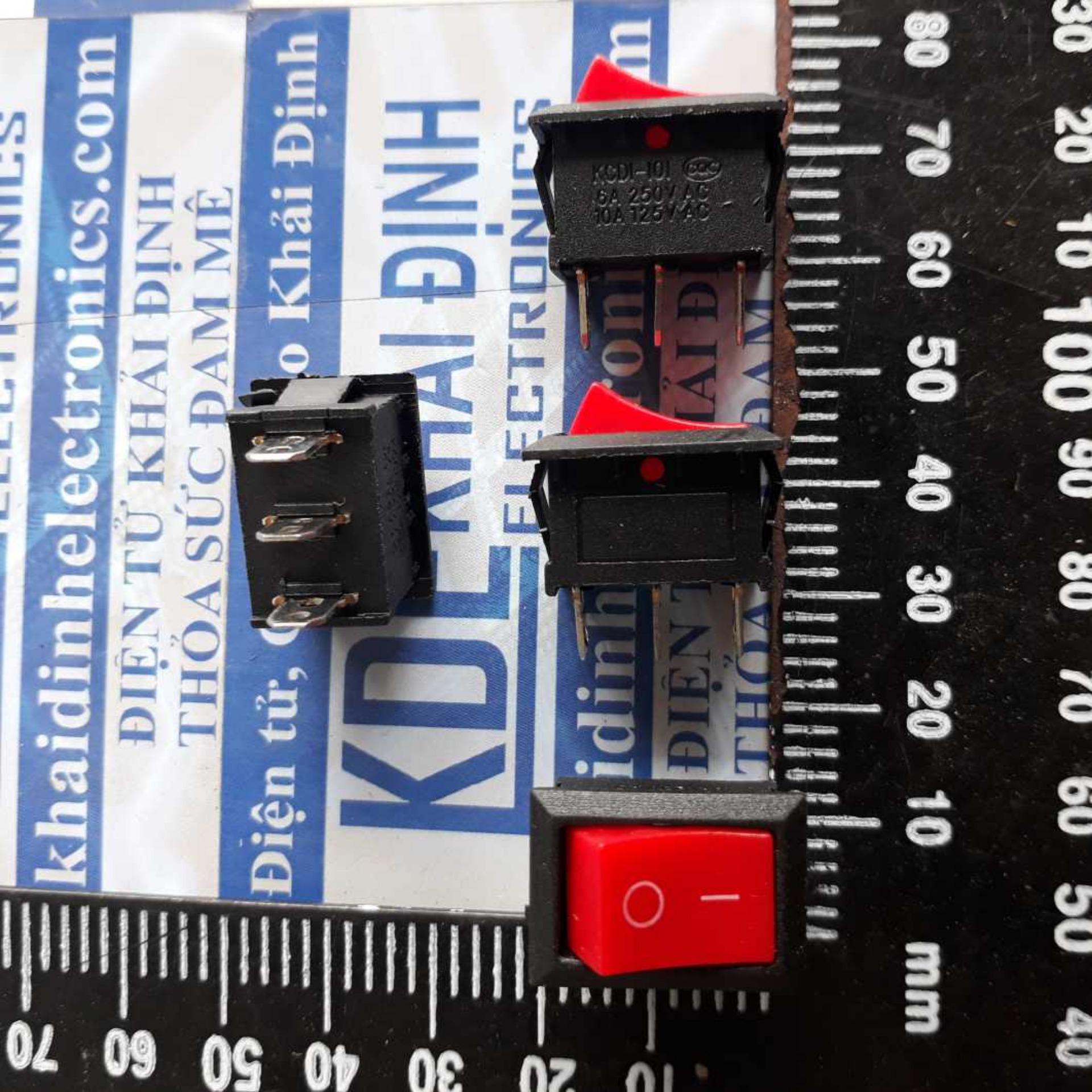10 cái công tắc bập bênh kcd1 3 chân 2 trạng thái 15*21mm 6a250v đỏ kde1957