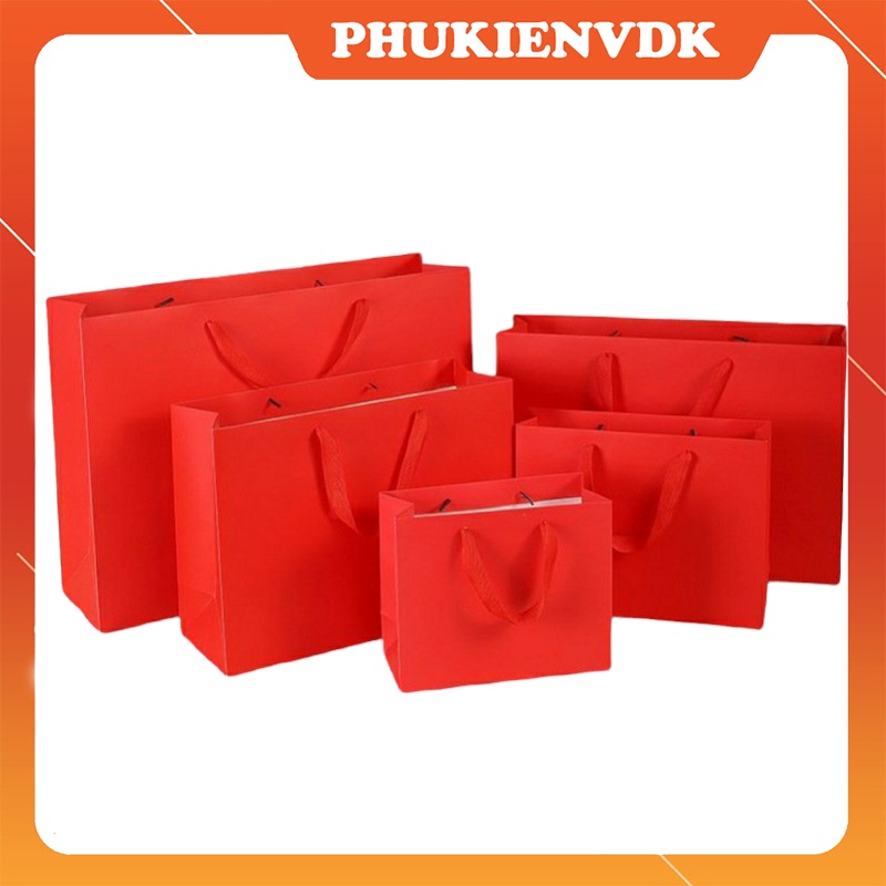 Túi đựng quà túi giấy cứng màu đỏ cao cấp có nhiều size