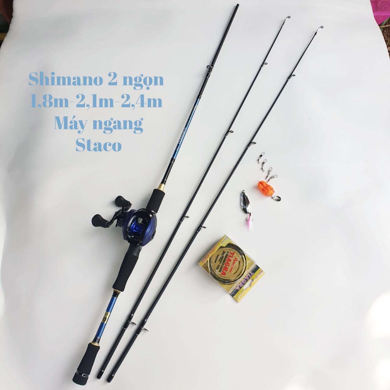 Bộ Cần Câu Lure Shimano 2 ngọn 1m8, 2m1, 2m4 - Máy Ngang Staco tặng kèm cước câu cá và mồi giả câu lure ( Ngu Long )