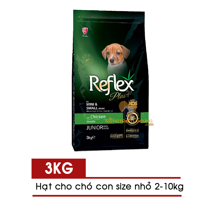 Thức ăn hạt cho chó con reflex plus vị gà gói 3kg - reflex plus mini & small junior -