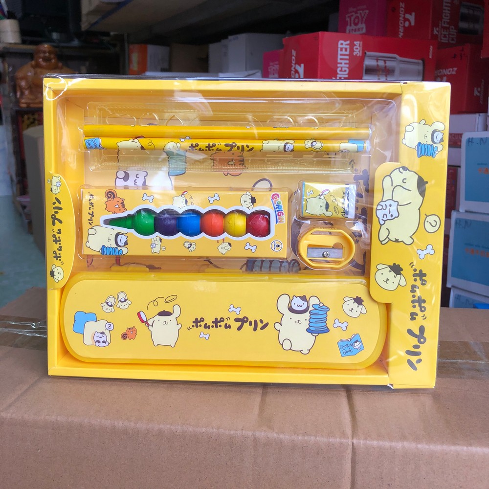 Bộ đồ dùng học tập 7 món cho bé, bộ dụng cụ học tập (2 bút chì, thước kẻ, bút màu, hộp bút, gôm, đồ chuốt)