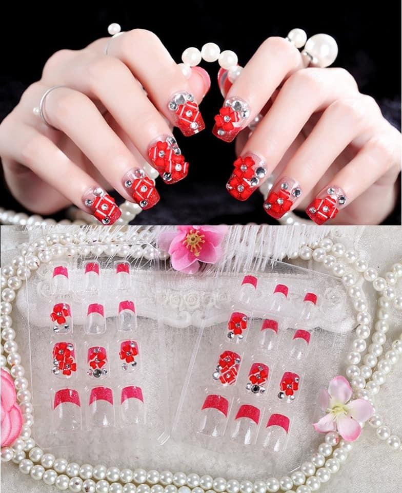Bộ 24 Móng tay giả , nail giả A71 ( kèm keo dán móng tay )
