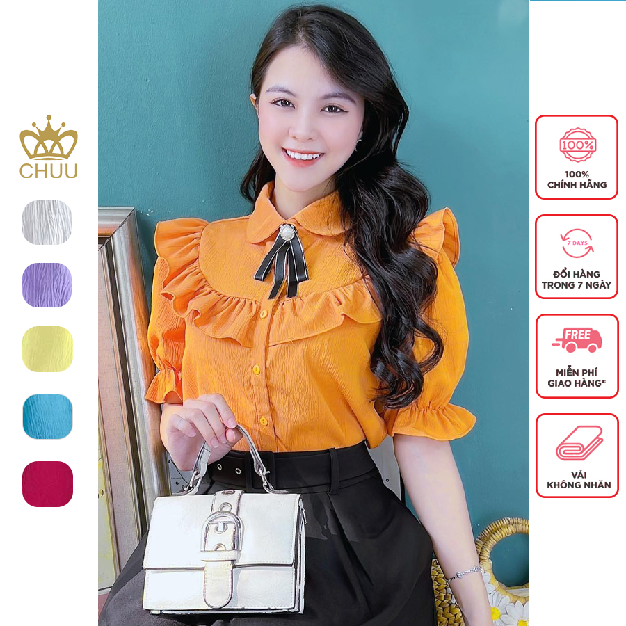 Áo sơ mi công sở nữ đô tròn bèo CHUU A8219