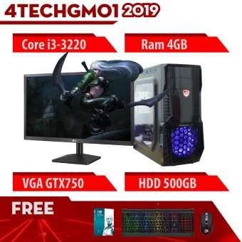 máy tính chơi game 4techgm01 2019 core i3-3220, ram 4gb, hdd 500gb, vga gtx750, màn hình lg 24 inch - tặng bộ phím chuột gaming dareu.