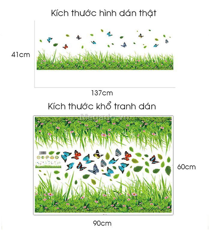 decal chân tường cỏ xanh