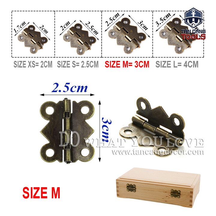 2 bản lề gập size m 13 cổ điển – kt:3cm
